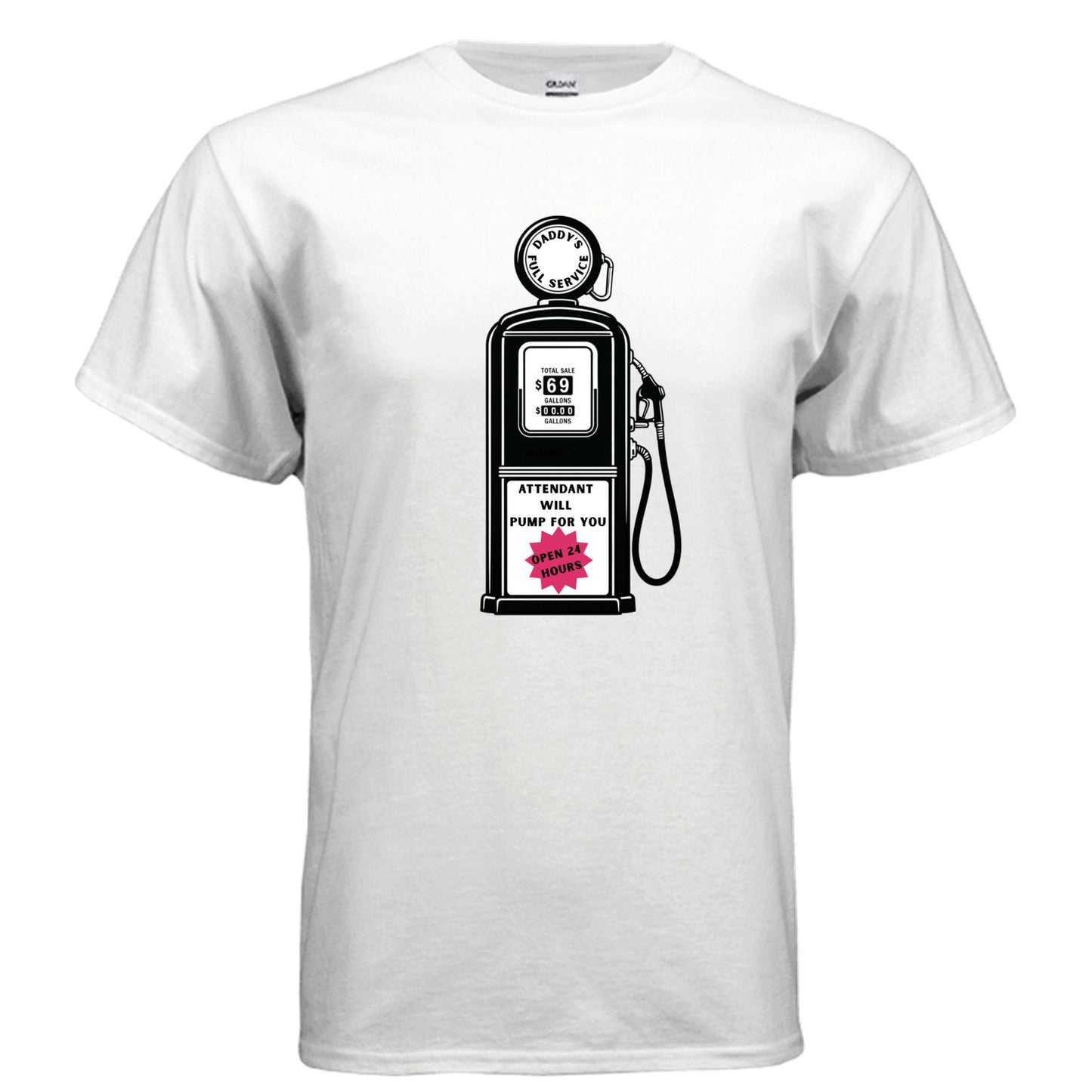 Daddy's Full Service vintage gas station graphic on white unisex heavy cotton tee — Daddy Threads