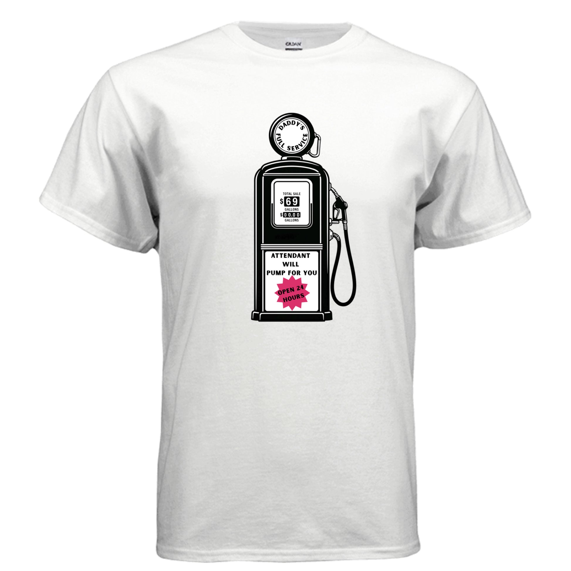 Daddy's Full Service vintage gas station graphic on white unisex heavy cotton tee — Daddy Threads