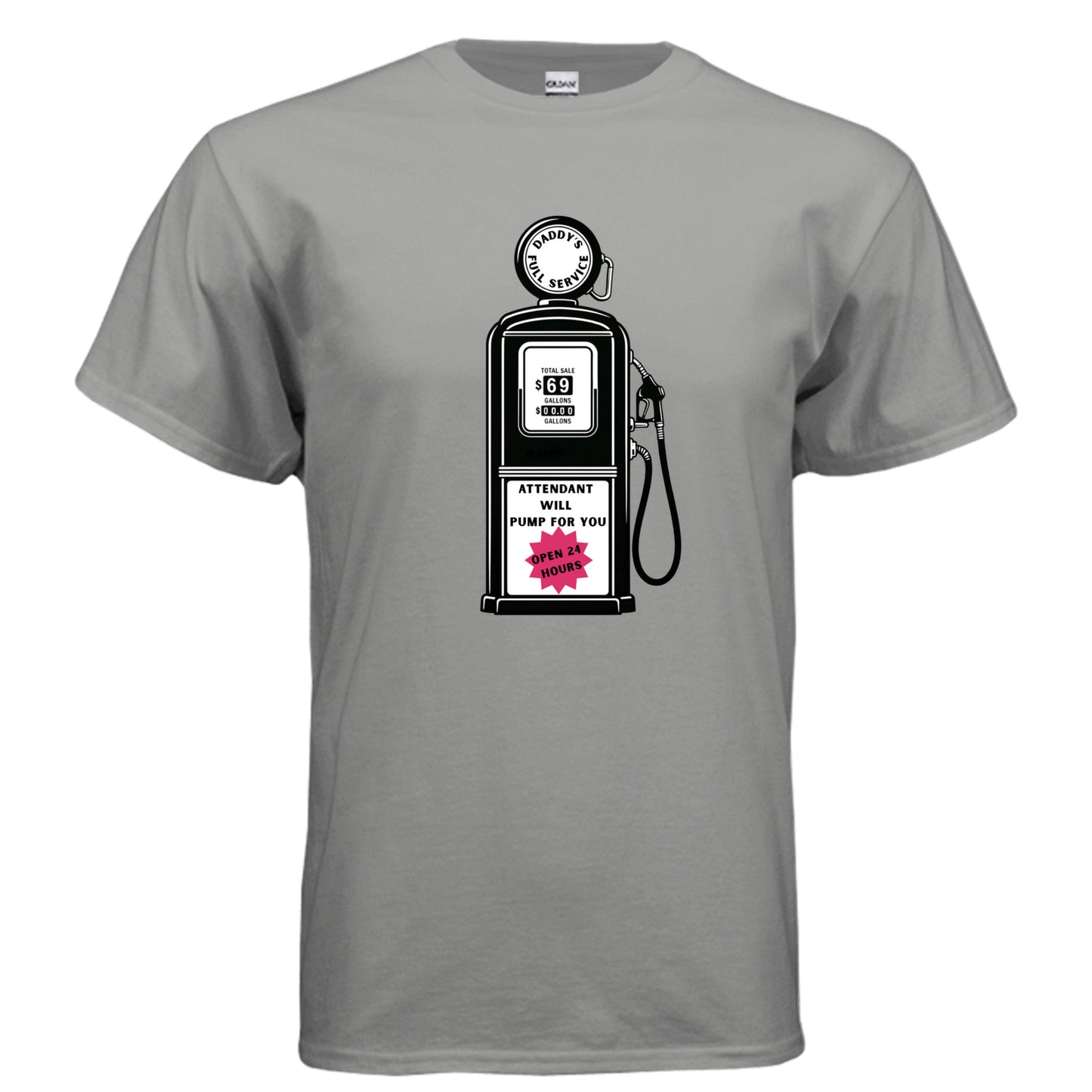Daddy's Full Service vintage gas station graphic on gravel unisex heavy cotton tee, front view — Daddy Threads