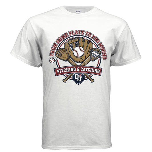 Pitching and Catching vintage baseball graphic on white unisex heavy cotton tee — Daddy Threads