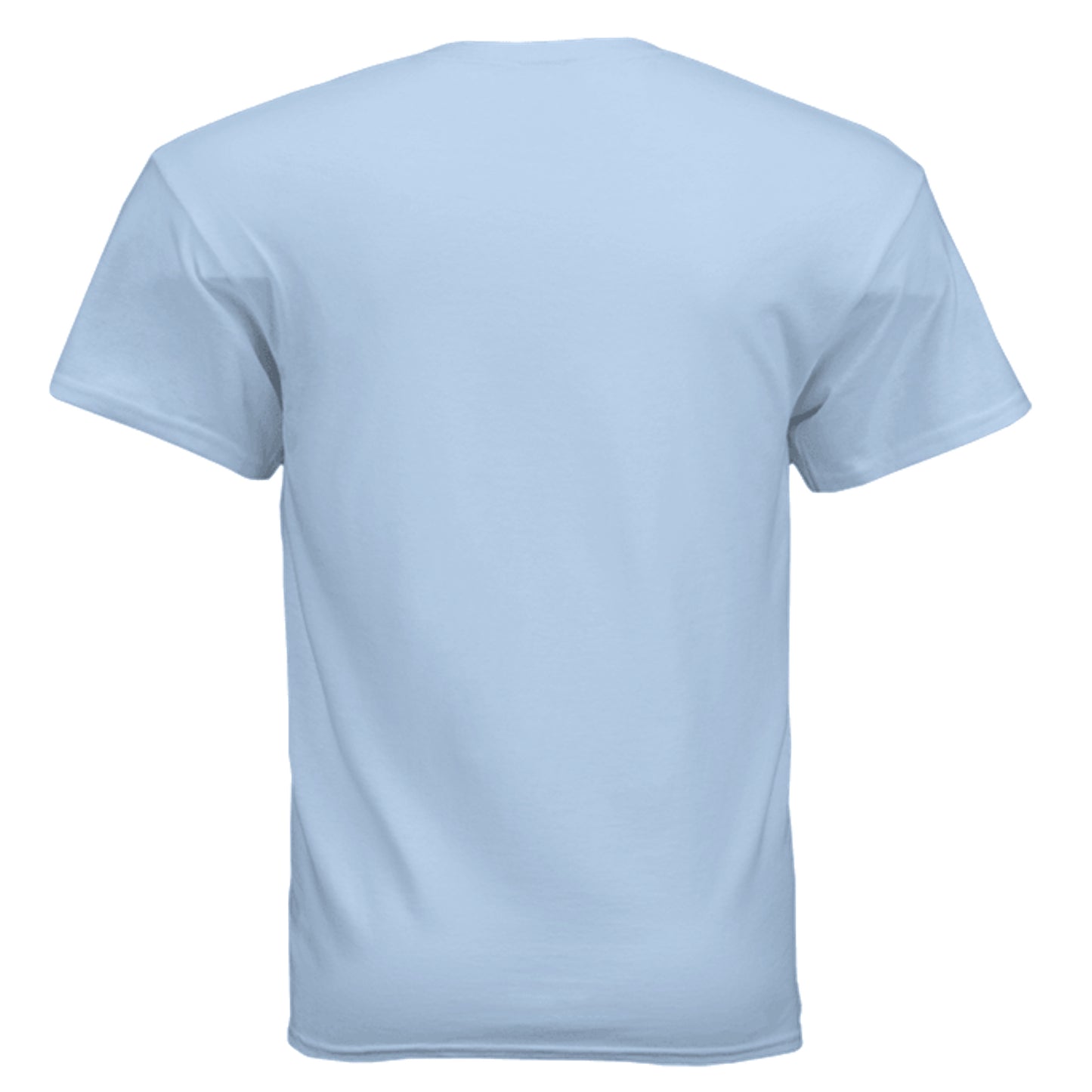 Pre-Pear 4 Rooster pun rebus graphic on light blue unisex heavy cotton tee, back view — Daddy Threads