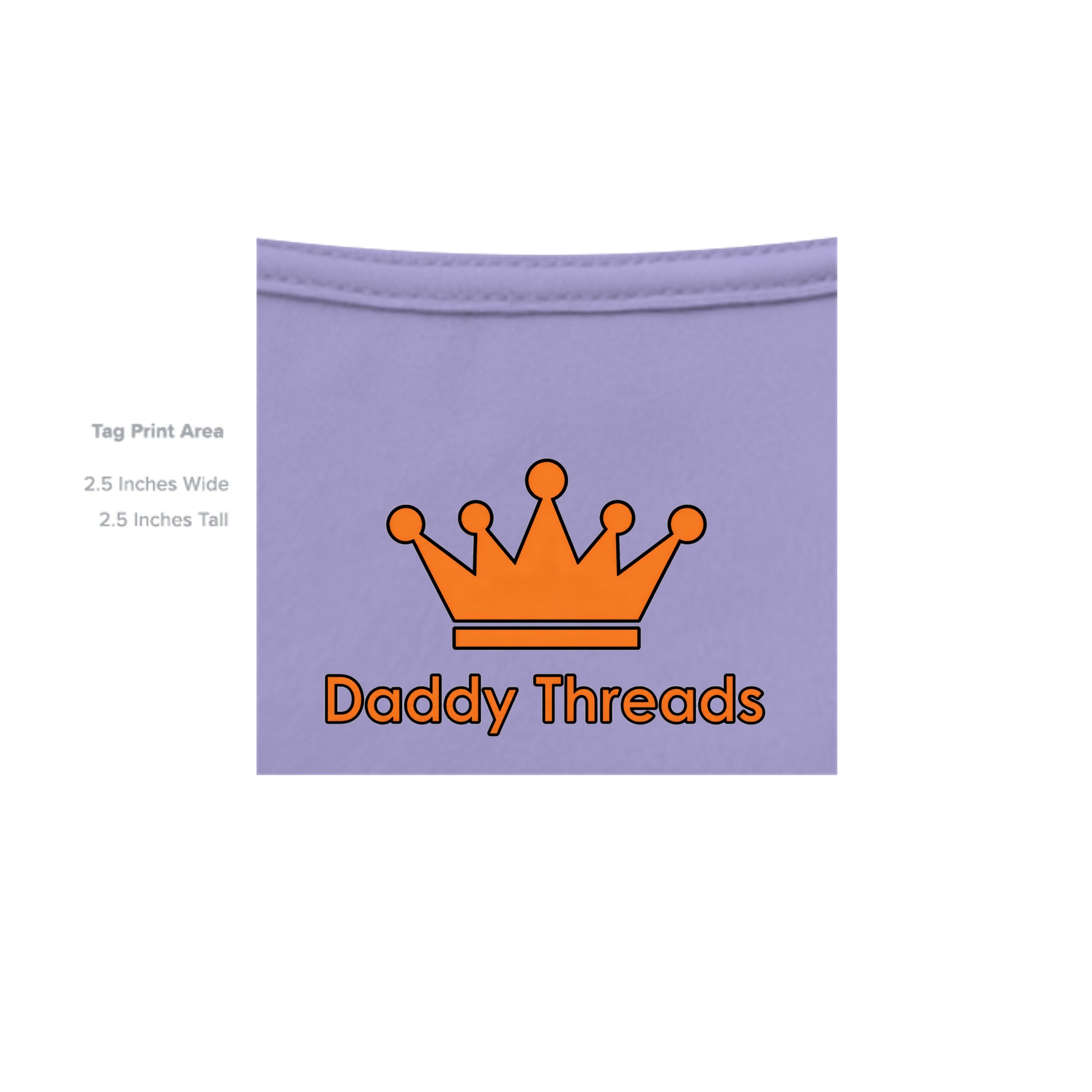 Pre-Pear 4 Rooster pun rebus graphic on violet unisex heavy cotton tee, inside neck tag detail — Daddy Threads
