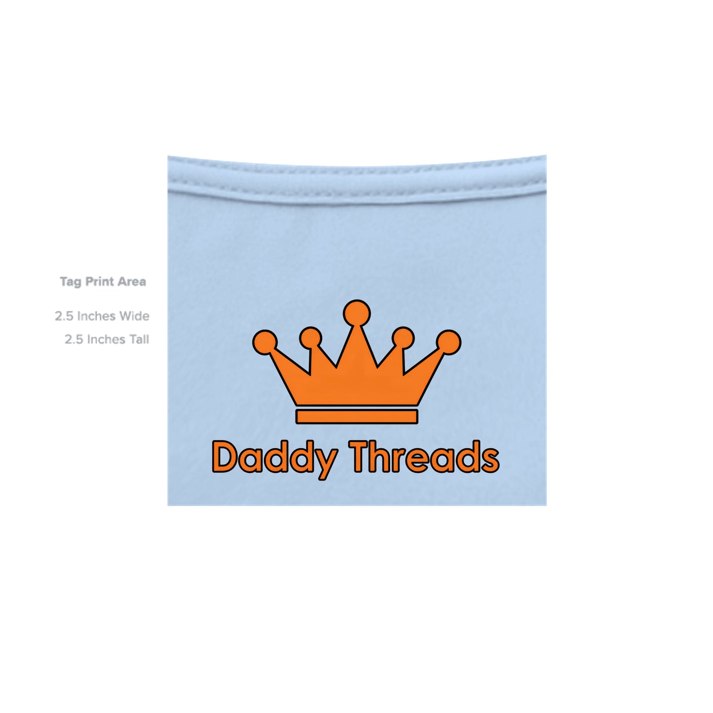 Pre-Pear 4 Rooster pun rebus graphic on light blue unisex heavy cotton tee, inside neck tag detail — Daddy Threads