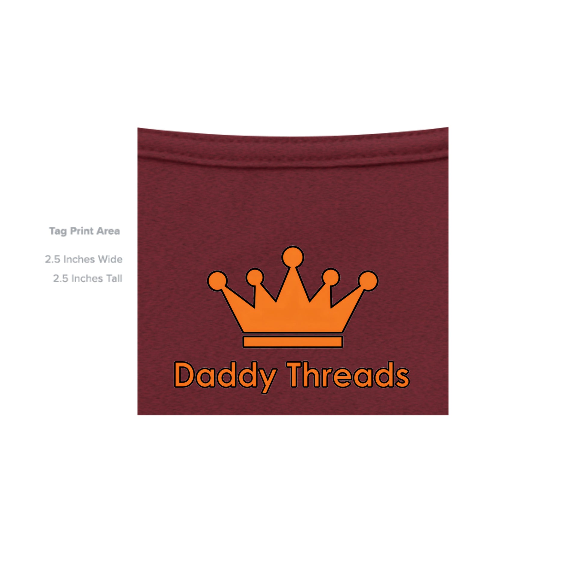 Blow Me birthday cupcake graphic on antique cherry red unisex heavy cotton tee, inside neck tag detail — Daddy Threads